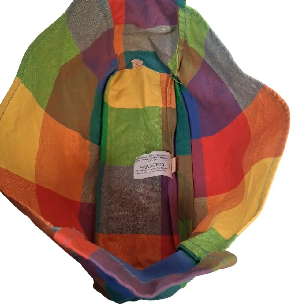 IKEA Replacement Hanging Bag Sack For Organizer Single Rainbow Plaid Canvas